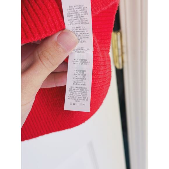 Aerie unREAL Cable Crew Knit Sweater Bold Red Oversized XS Holiday Cozy Winter - Picture 6 of 7